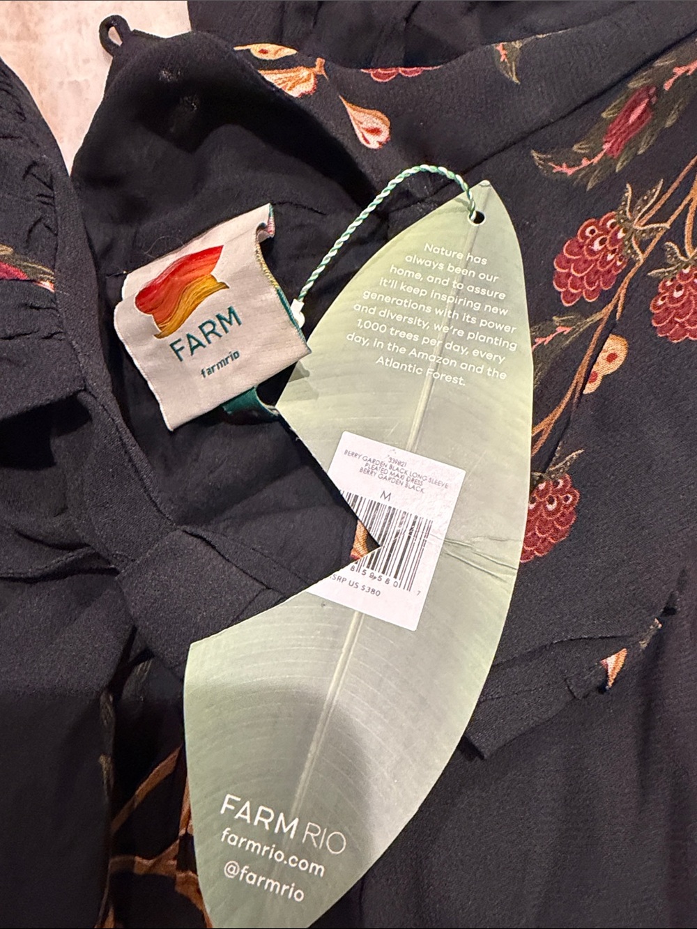 Farm Rio Garden Black Pleated Long Sleeve Maxi Dress…GORGEOUS! - Picture 3 of 4